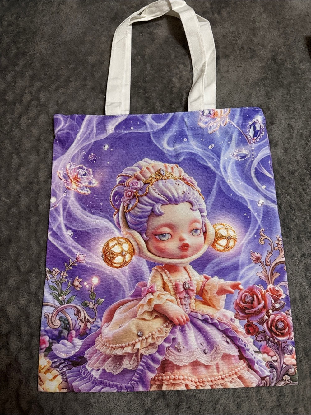 Purple Skull Panda Tote Bag